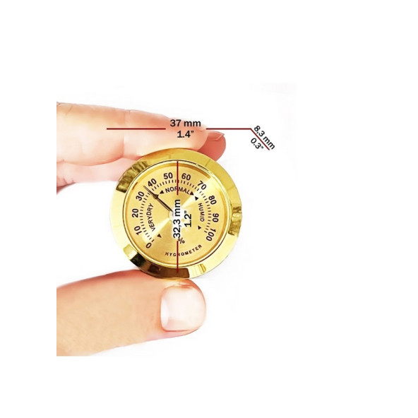 Metal Humidor Higrometresi Ve Nemlendirici Haznesi Seti Sarı 37 mm - 2