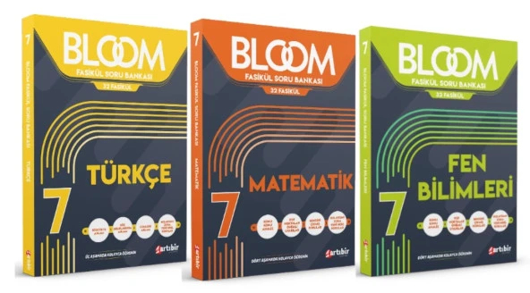 ARTIBİR YAYINLARI 7. Sınıf Bloom Türkçe + Matematik + Fen Bilimleri  Fasikül Soru Bankası (3 Kitap)