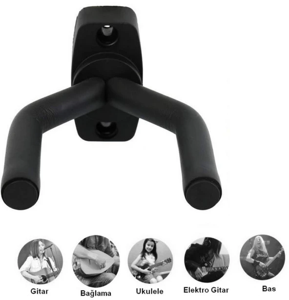 Gitar Bağlama Ukulele Duvar Askısı Standı Dört Adet - 3