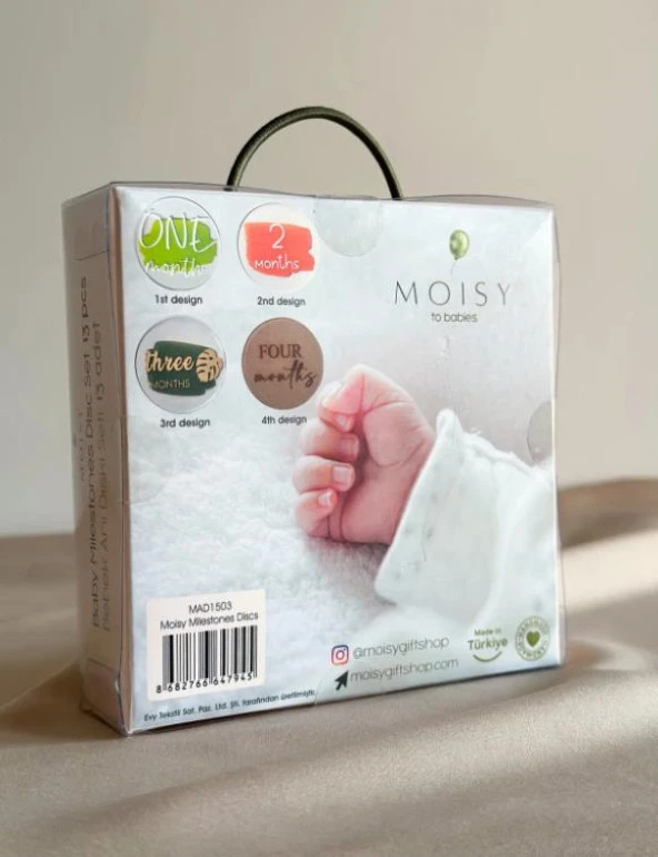 Moisy 13 Parça Aylık Bebek Kartları Fotoğraf Çekimi Plak Seti Bebek Ay Kartları Hamile Seti Pleksi - 5