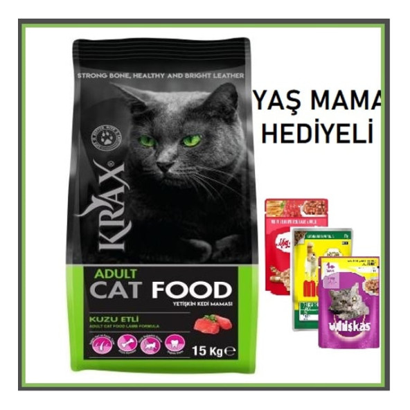 Krax Kuzu Etli Yetişkin Kedi Maması 15 Kg