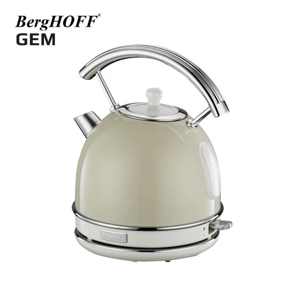 BergHOFF GEM RETRO 1.7 Litre Vanilya krem Rengi Yuvarlak Su Isıtıcısı 7950022