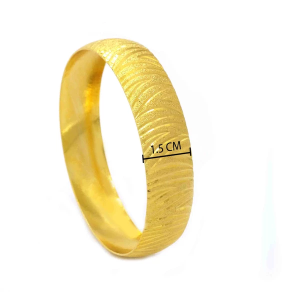 Altın Kaplama Kaz Ayağı Model Bilezik 15 mm Kalınlık BLZ-1020 - 3