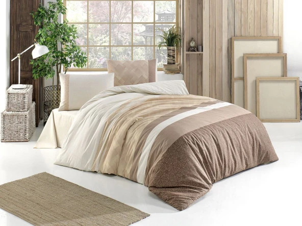 Kristal Light Çift Kişilik Nevresim Takımı Itır Kahve