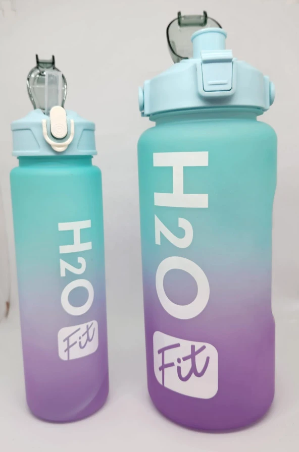 Fit H2O Yeşil- Mor İkili Matara Seti Large:2000ml Small:750ml