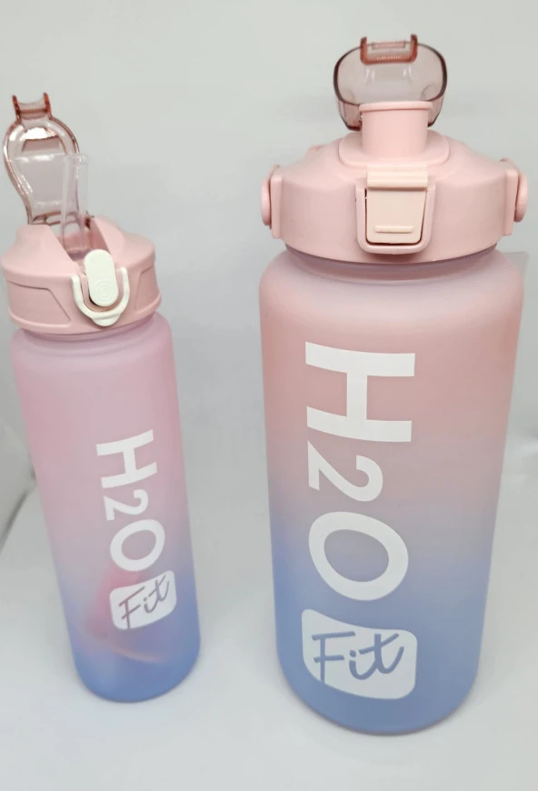 Fit H2O Pembe-Mavi İkili Matara Seti Large:2000ml Small:750ml