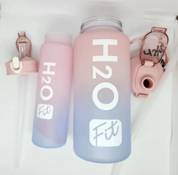 Fit H2O Pembe-Mavi İkili Matara Seti Large:2000ml Small:750ml - 2