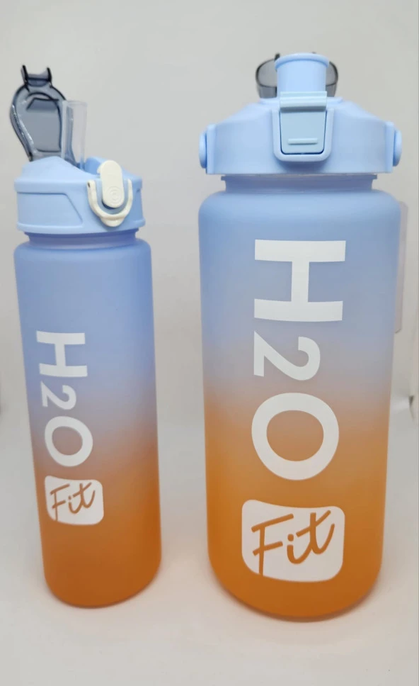 Fit H2O Mavi-Turuncu İkili Matara Seti Large:2000ml Small:750ml