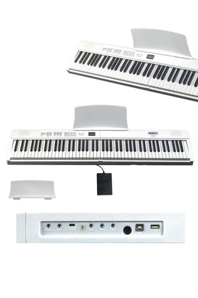 Midex PLX-80WH Taşınabilir Katlanır Dijital Piyano Tuş Hassasiyetli 88 Tuş BT (Sustain Çanta Metod) - Resim 2