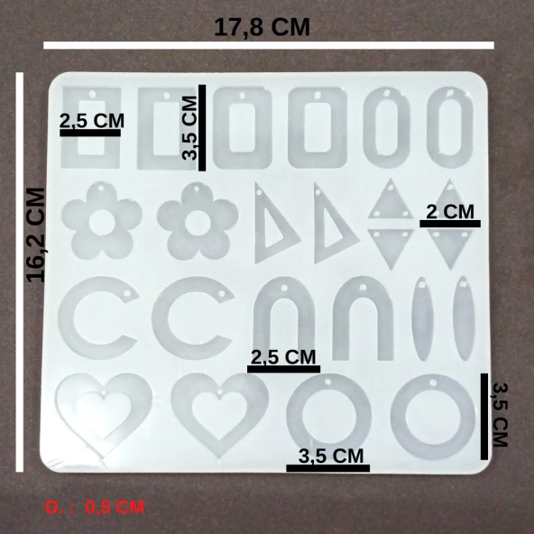EPOKSİ REÇİNE SİLİKON KALIP ÇEŞİTLİ KÜPE KOLYE ANAHTARLIK MODELLERİ ÇOKLUHB15565