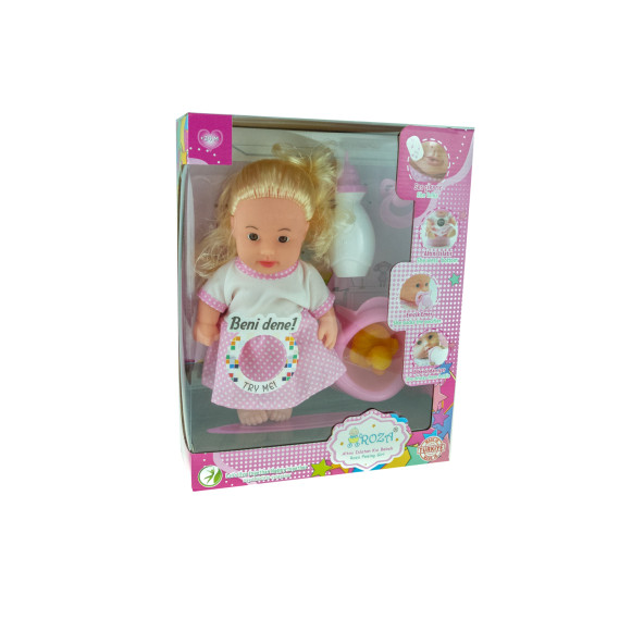 Oyuncak Konuşan Bebek Roza Altını Islatan Et bebek 5 Parça 23 cm - 2