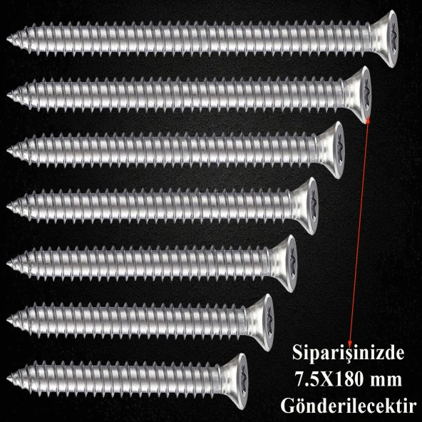 Buldex Vida 7.5x180 mm 50 ADET Sivri Uçlu Dübelsiz Beton Vidası Tork Duvar Vidası Buldeks - 3