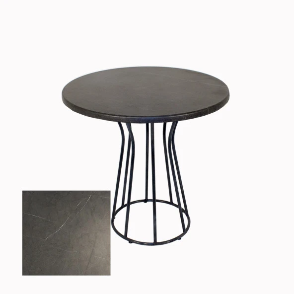 Palermo Werzalit Yuvarlak ESB Mutfak Masası Q 80cm - Grey Marble