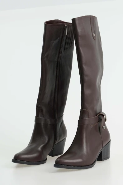 Kadın Hakiki Deri Sivri Burun Topuklu Western Çizme - 2