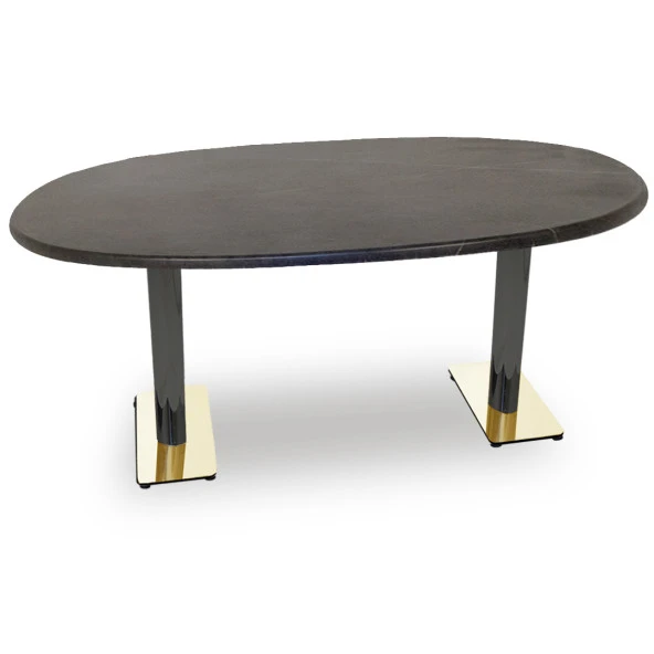 Karanfil Werzalit Gold Oval Masa 94x146 - Grey Marble