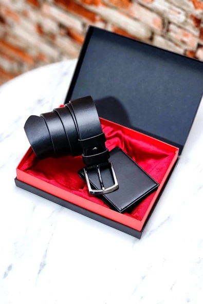 Luxury Model Özel Hediye Kutulu Lüks 2’li Set - Şık Deri Erkek Cüzdan ve Kemer