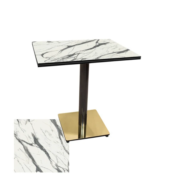 Karanfil Kompakt Laminat Gold Kare Masa 70x70 -  Afyon Marble ürün görseli 1