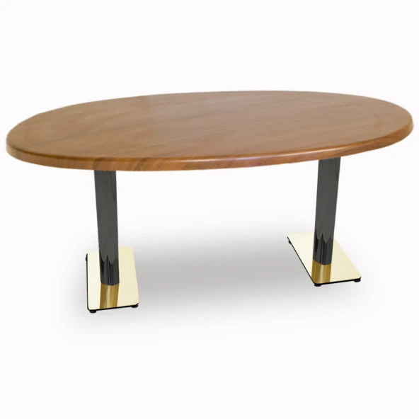 Karanfil Werzalit Gold Oval Masa 94x146 - Koyu Ahşap