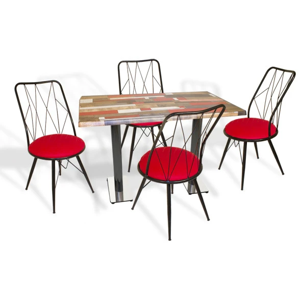 Karanfil Werzalit - Royal Mutfak Masa Takımı (70x120) - Red Wood Kırmızı ürün görseli