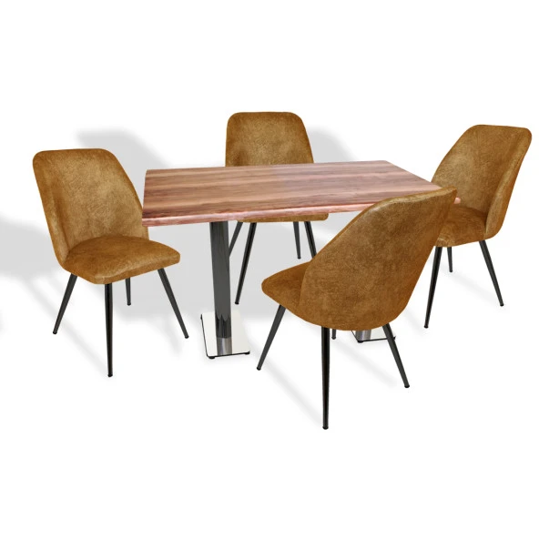 Karanfil Werzalit - Nilüfer Mutfak Masa Takımı (80x120) -  Indiana Wood Kahve ürün görseli 1