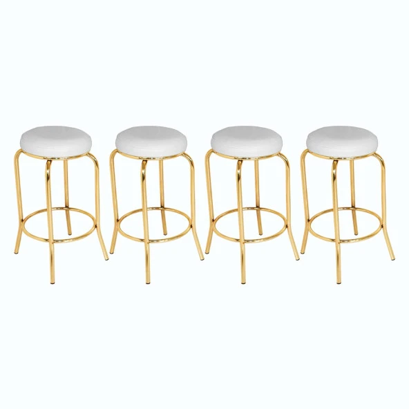 Bar Taburesi Gold (4 Adet) - Beyaz