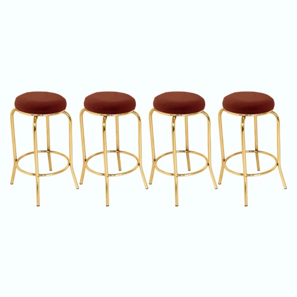 Bar Taburesi Gold (4 Adet) - Kahve