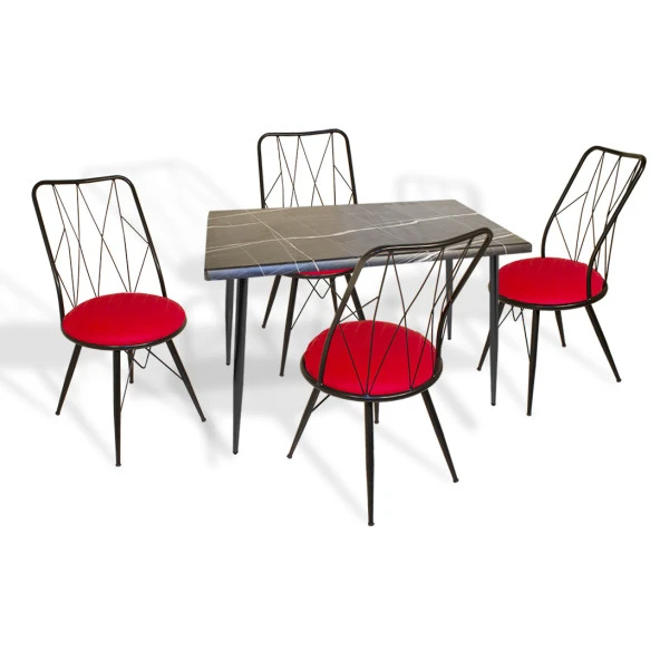 Manolya Werzalit-Royal Mutfak Masa Takımı 70x120 - Royal Mermer Kırmızı ürün görseli