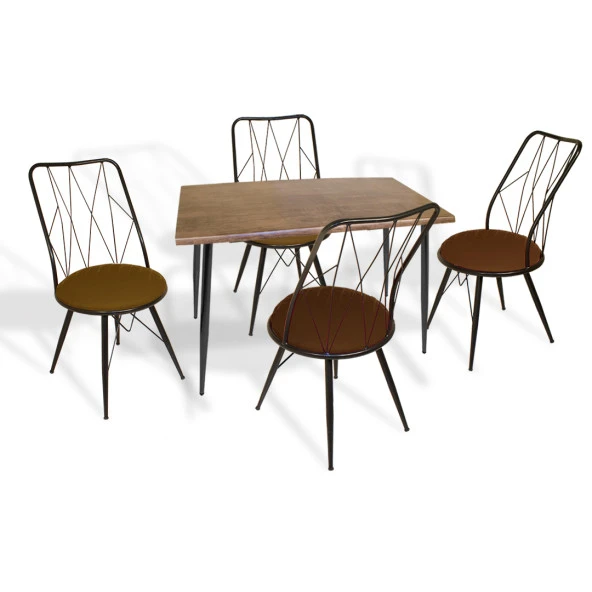 Manolya Werzalit-Royal Mutfak Masa Takımı 70x120 - Antik Dark Kahve ürün görseli 1