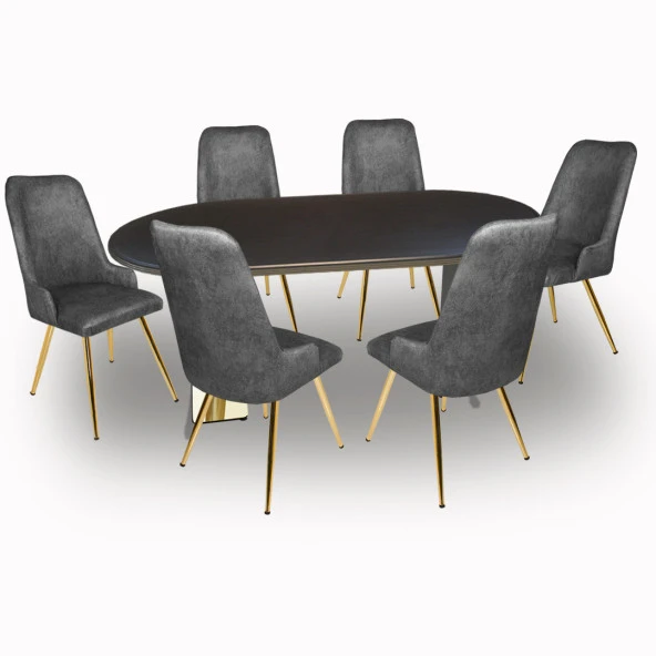 Karanfil Gold Werzalit - Çırağan Gold Masa Takımı (94x146) - Siyah - Füme ürün görseli