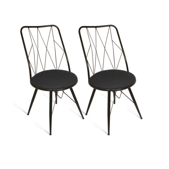 Royal Tel Sandalye (Elektrostatik Boya) 2 Adet - Siyah