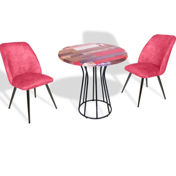 Palermo Werzalit - Nilüfer 2 li Masa Takımı Q80 - Red Wood Pembe