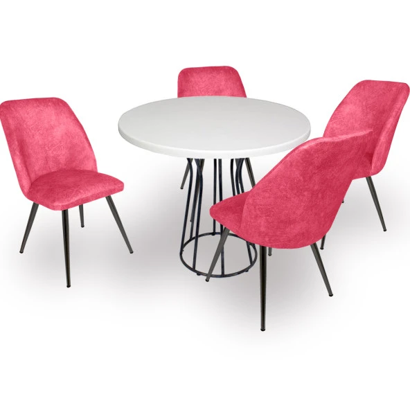 Palermo Werzalit - Nilüfer Mutfak Masa Takımı Q80 - Beyaz Pembe ürün görseli