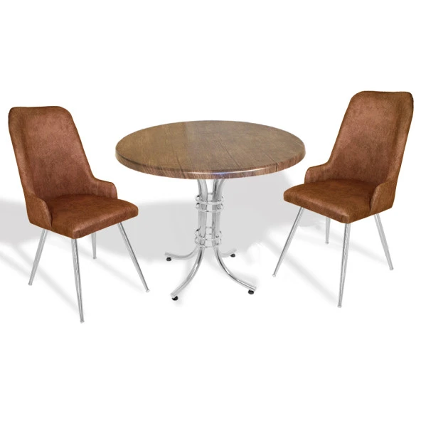 Buket Werzalit Yuvarlak - Çırağan 2li Mutfak Masa Takımı - Antik Dark Kahve