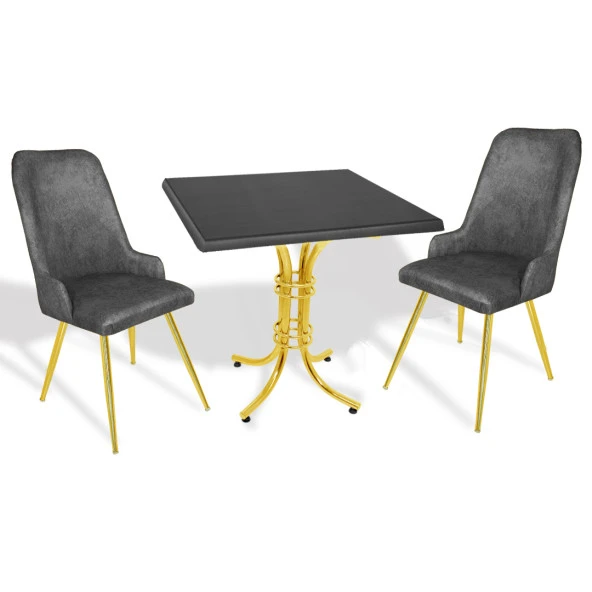 Buket Werzalit Kare-Çırağan Gold 2li Masa Takım - Füme