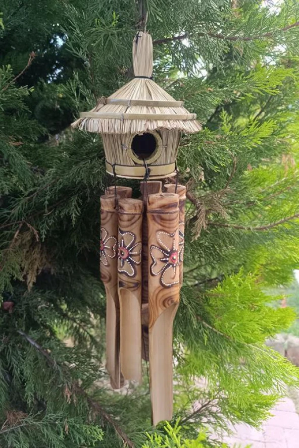 Rüzgar Çanı Kuş Yuvası Bambu Sarkaç Duvar Süsü