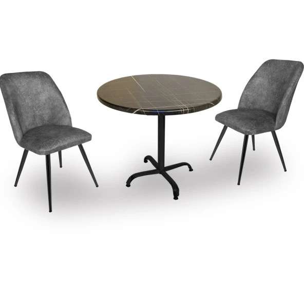 Indigo Werzalit Yuvarlak - Nilüfer Fiskos Seti (90 cm çap) - Royal Mermer Füme ürün görseli 1