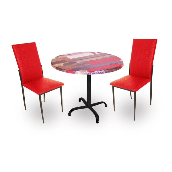 Indigo Werzalit Yuvarlak - Gözde Fiskos Seti (70 cm çap) - Red Wood Kırmızı