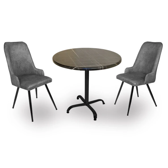 Indigo Werzalit Yuvarlak - Çırağan Fiskos Seti (90 cm çap) - Royal Mermer Füme