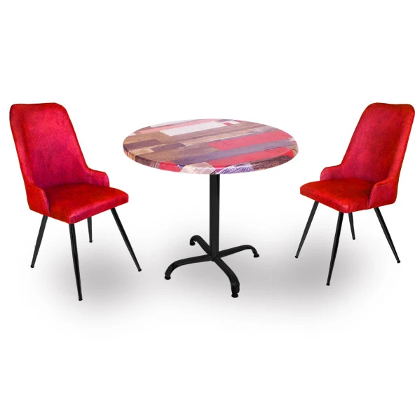 Indigo Werzalit Yuvarlak - Çırağan Fiskos Seti (90 cm çap) - Red Wood Bordo