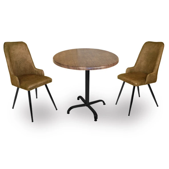 Indigo Werzalit Yuvarlak - Çırağan Fiskos Seti (90 cm çap) - Antik Dark Kahve