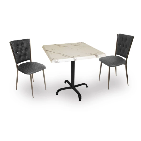 Indigo Werzalit Kare - Kapitoneli Fiskos Takımı (60X60) - Bianco Carrara Siyah