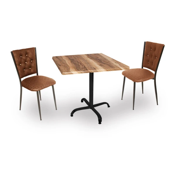 Indigo Werzalit Kare - Kapitoneli Fiskos Takımı (70X70) - Indiana Wood Kahve