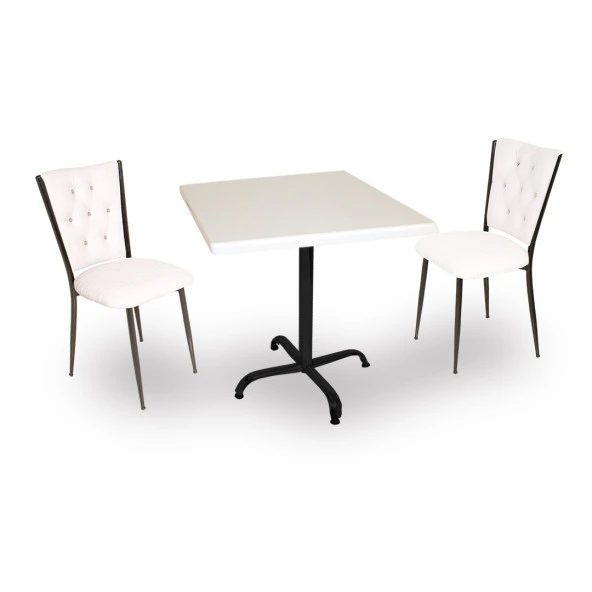 Indigo Werzalit Kare - Kapitoneli Fiskos Takımı (70X70) - Beyaz ürün görseli 1