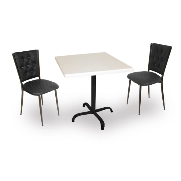 Indigo Werzalit Kare - Kapitoneli Fiskos Takımı (70X70) - Siyah