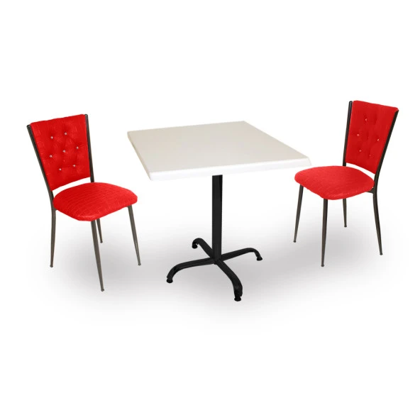 Indigo Werzalit Kare - Kapitoneli Fiskos Takımı (70X70) - Kırmızı