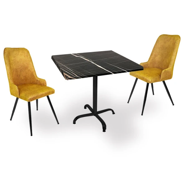 Indigo Werzalit Kare - Çırağan Fiskos Seti (60x60) - Royal Mermer Sarı