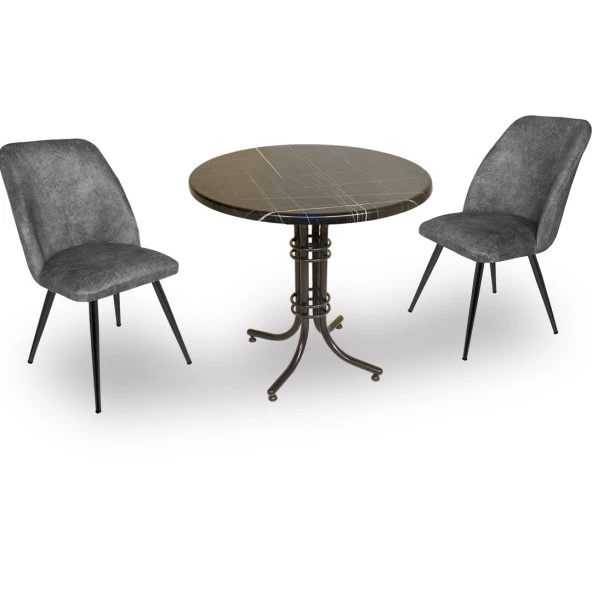 Buket Werzalit Yuvarlak ESB - Nilüfer Fiskos Seti - Royal Mermer Füme