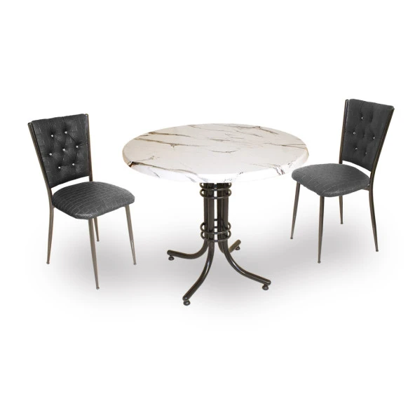 Buket Werzalit Yuvarlak ESB-Kapitoneli Fiskos Seti - Bianco Carrara