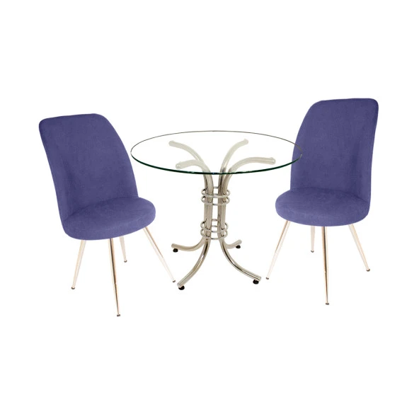 Buket Yuvarlak Cam - Saray 2li Mutfak Masa Takımı - Lacivert ürün görseli 1