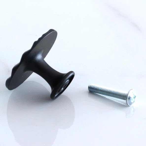 Dalga Düğme Mat Siyah Kulp Mobilya Mutfak Dolabı Çekmece Dolap Kulpları Kapak Kulpu Kulbu Kulb Metal - Resim 6